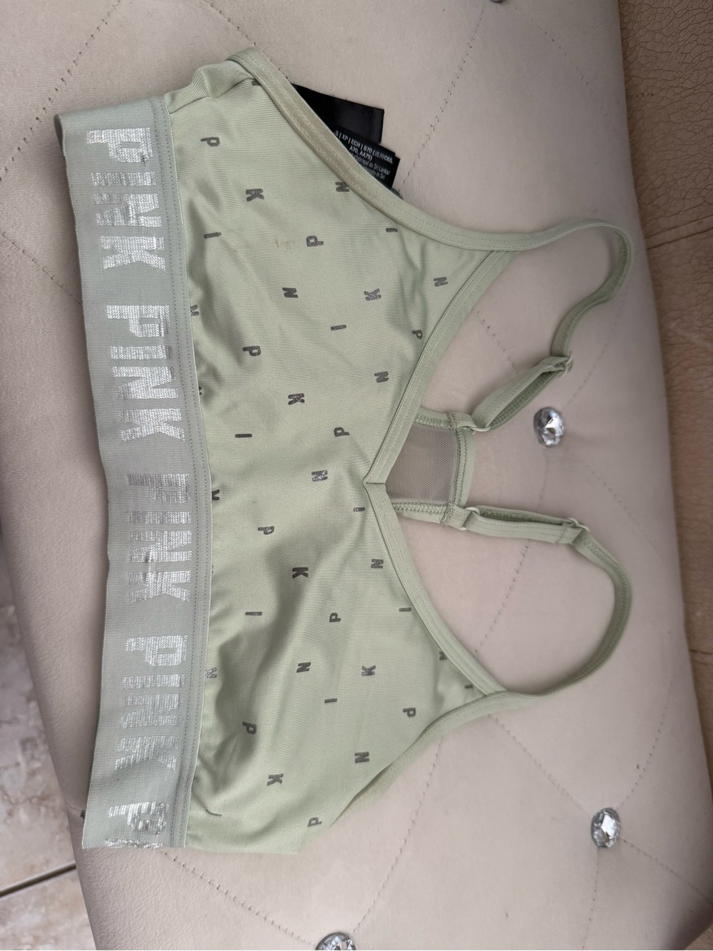 PINK Victoria's Secret Mint Green Strappy Seamless Bralette